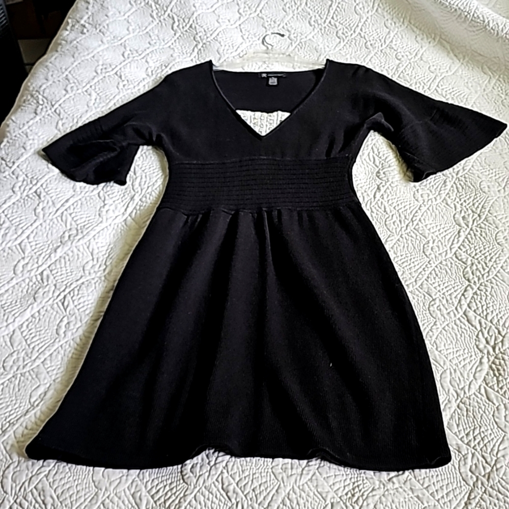 INC INTERNATIONAL CONCEPTS Black Dress White Insert Beadwork  Sz M